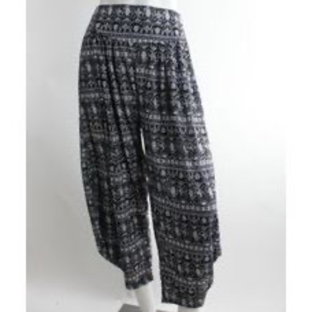 Slouchy Bohemian Yoga Harem Pants Yoke Boho Pockets Comfy Elastic Waist One Size